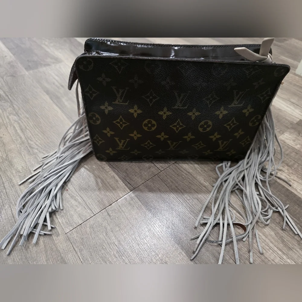 Upcycled LV LOUIS VUITTON Westerncore Clutch Pouch Bag Formal Monogram Tassel - Picture 8 of 15